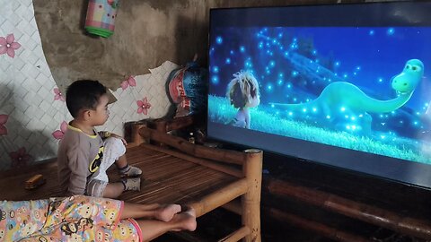 Baby Isaiah and Lola Janet Watching TV Together Dinosaur