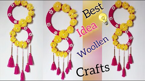 How to make Woollen Wall Hanging/Woolen flower Craft DIY