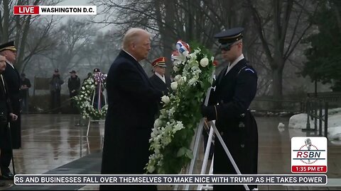 President Trump Places A Wreath At The Tomb Of The Unknown Solider