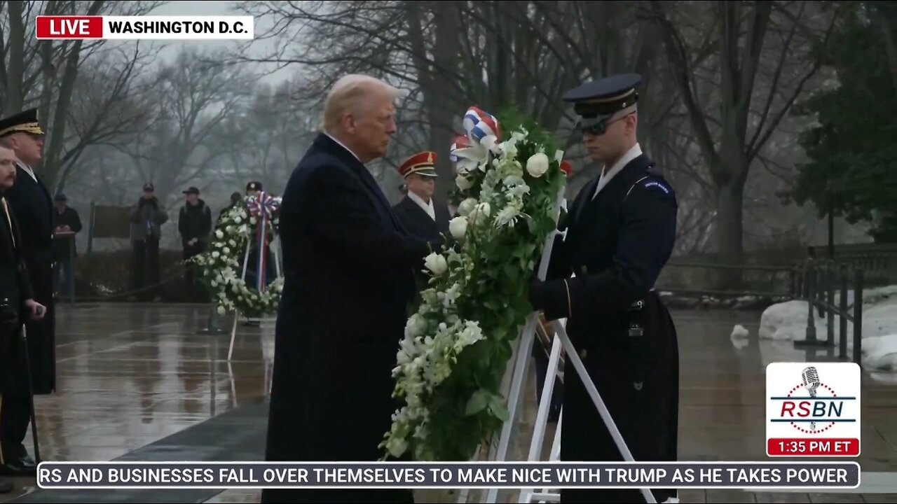 President Trump Places A Wreath At The Tomb Of The Unknown Solider