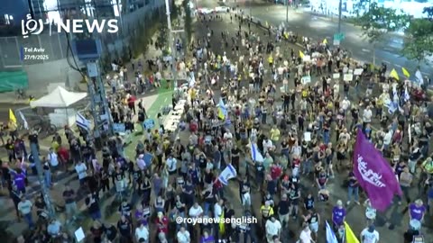 Israelis’ rally for Gaza deal ahead of Netanyahu-Trump meeting