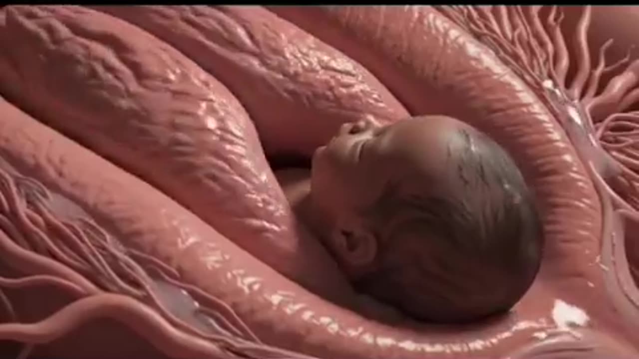 Normal delivery process inside mother womb 3D view.