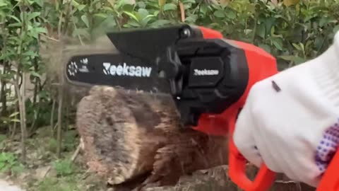 Trim, Cut, and Shape Like a Pro with the Powerful Battery-Powered Electric Mini Chainsaw!