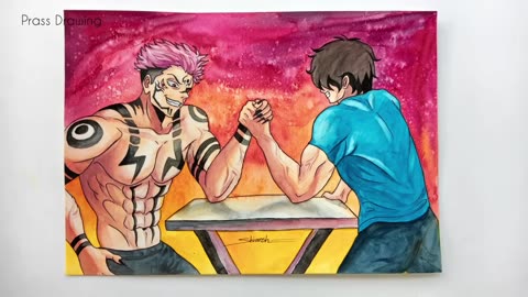 Sukuna And My Character Drawing with Watercolour.