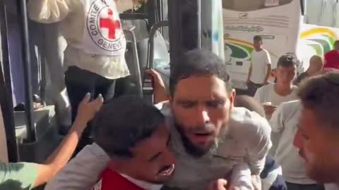 A freed Palestinian abductee collapsed upon release