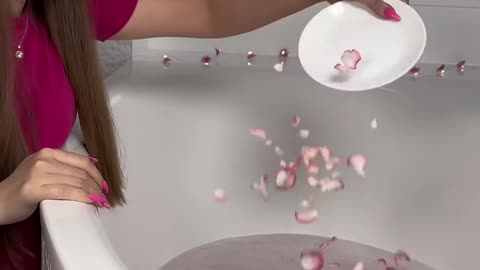 pink bath What's next? #asmr #bathroutine #bathessentials #night #shorts #fyp #viral #bathtime