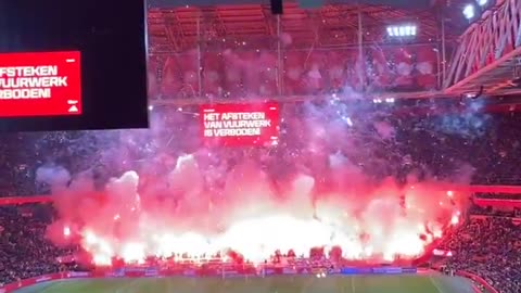 Dangerous pyrotechnics during Ajax vs Groningen soccer match