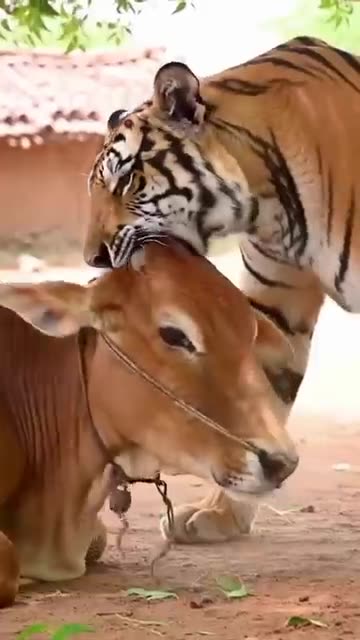 Tiger vs Cow in Village Farm #wildlife #tiger #cow#animation #animals