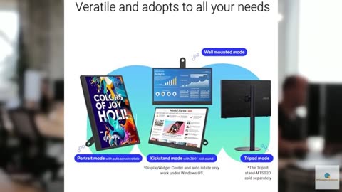 ASUS ZenScreen 16” Portable USB Monitor (MB169CK) - Full HD, IPS, Dual USB-C, Mi