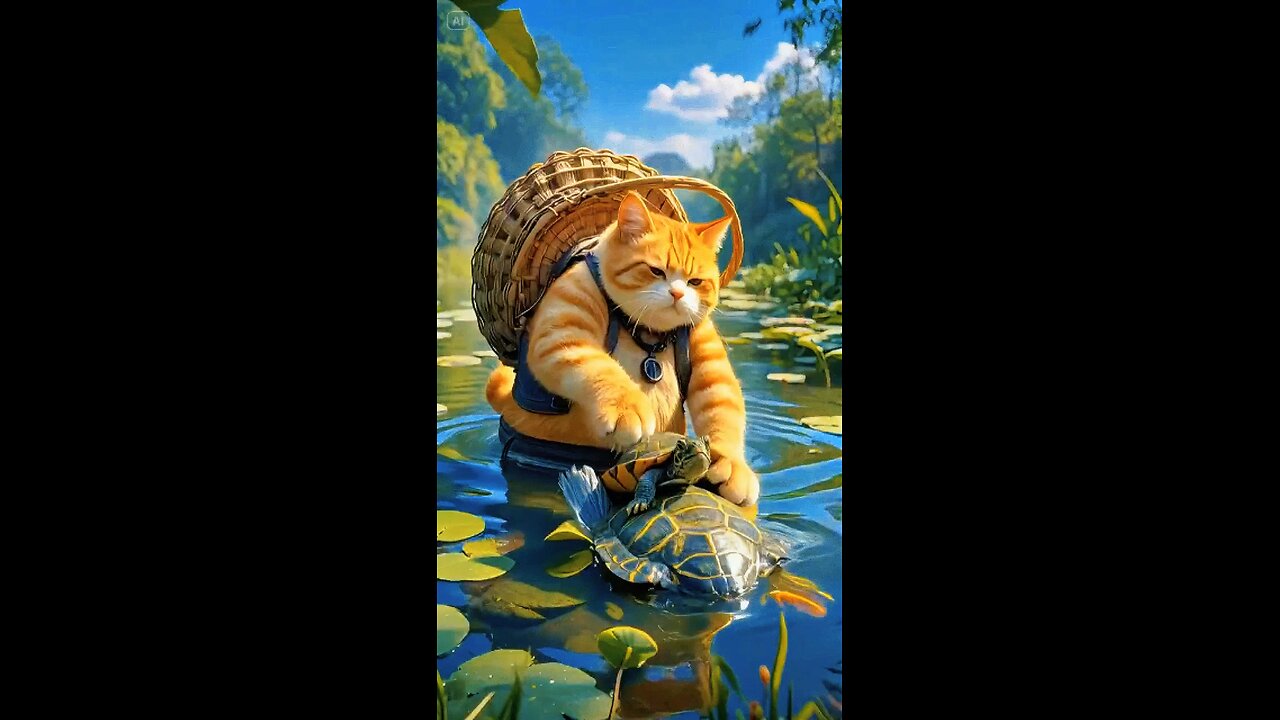 Cute Cat cooking turtle 🐢#shorts