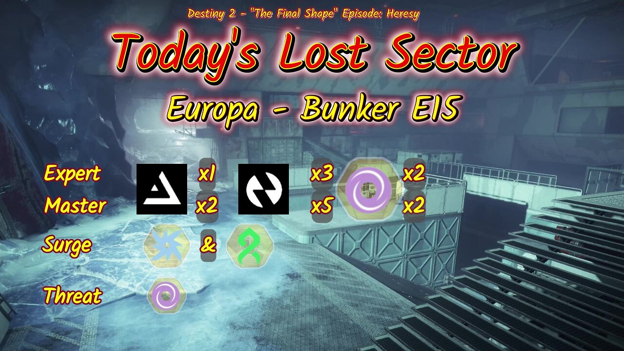 Destiny 2: 3-5-25 Bunker E15 is the Lost Sector. Arc/Strand Surge