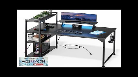 OMICON Computer Desk with LED Light 42-55 Inch Gaming Desk with Reversible Review