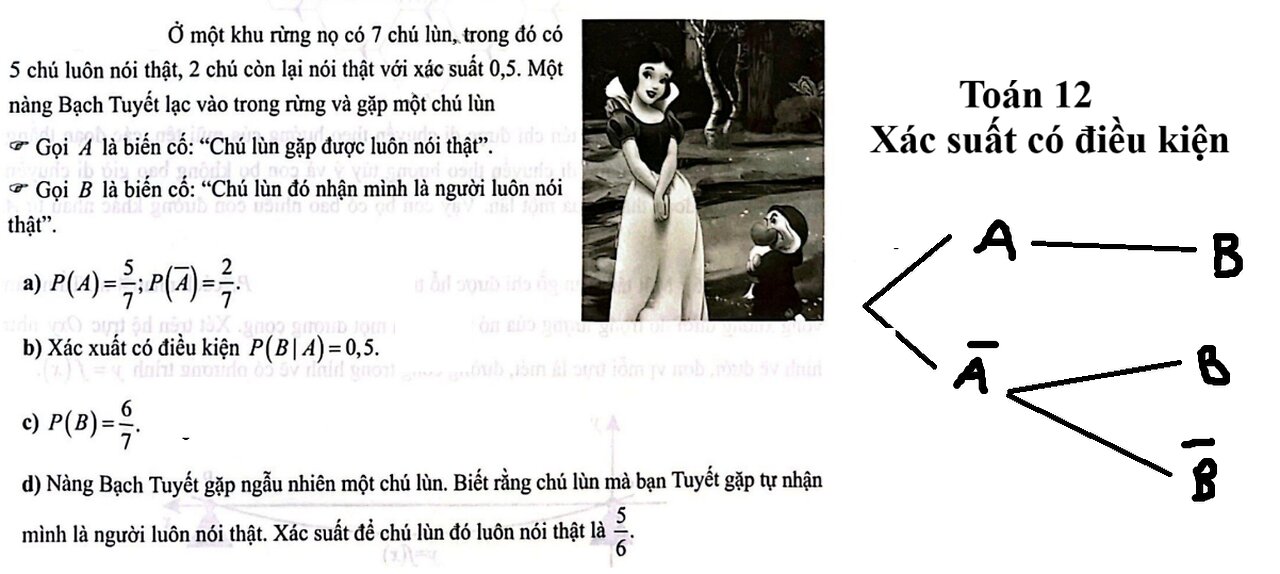 Toán 12: Ở một khu rừng nọ có 7 chú lùn, trong đó có 5 chú luôn nói thật, 2 chú còn lại