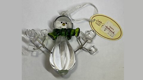 Christmas Ornament Clear Acrylic Snowman with Green Scarf X3085 sold by Hallmark