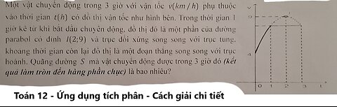 Toán 12: Tích phân: Một vật chuyển động trong 3 giờ với vận tốc v(km/h) phụ thuộc