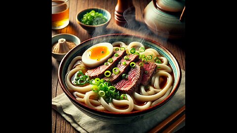 Rare steak miso udon