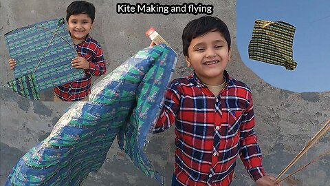 Waste plastic sheet kite making and flying big kite