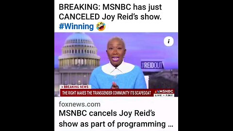 BREAKING: MSNBC has just CANCELED Joy Reid’s show. #Winning 😂