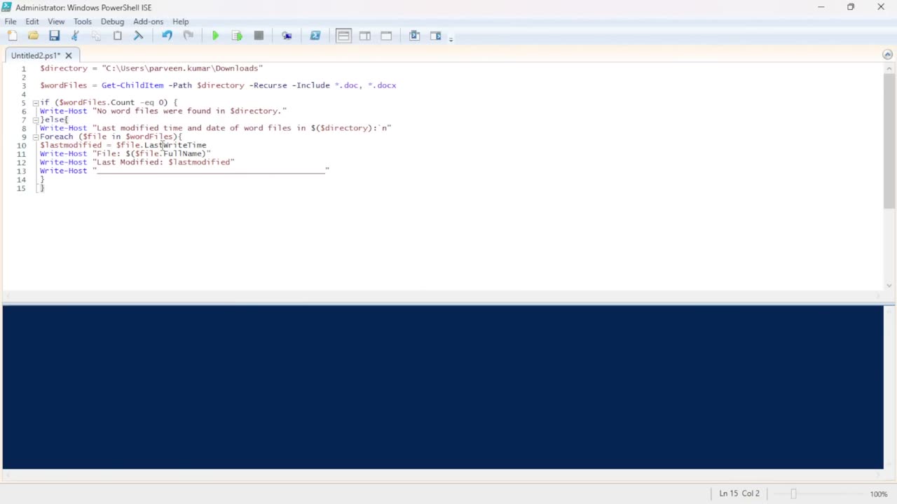 PowerShell Script to Retrieve Last Modified Time and Date of Word Files