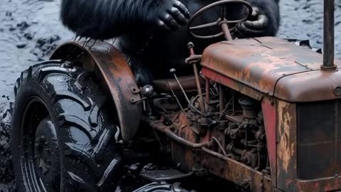 Gorilla Riding a Tractor & Dancing in the Mud! 😂🦍🚜