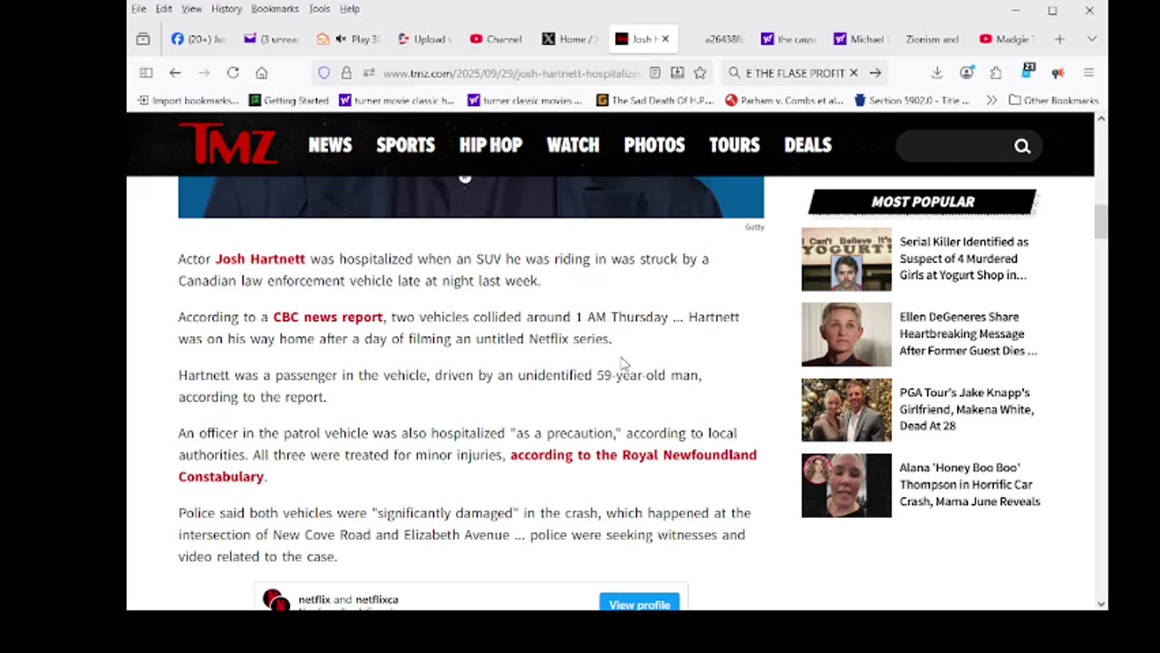 Josh Hartnett Hospitalized After Car Crash With Cops in Canada