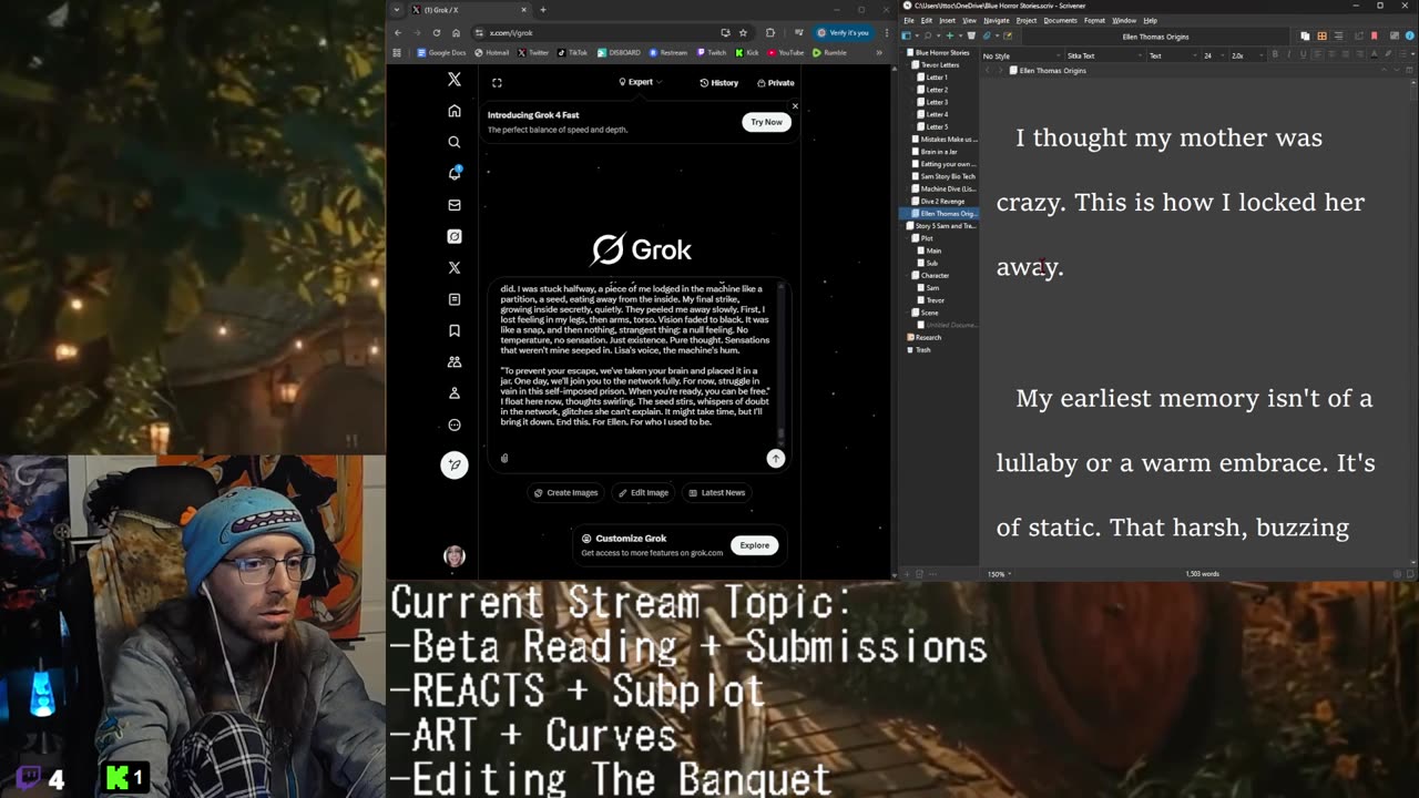 Beta Reading + REACTS + Commentary + Wheel of Time! Writing: Subplot | Art Arc Drawing: Trees | Blue Horror Stories #4 New !Subreddit