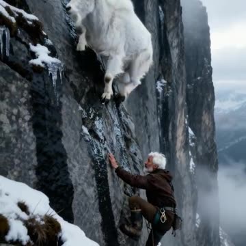 Man rescues baby mountain goat!
