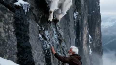 Man rescues baby mountain goat!
