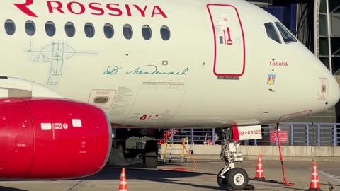Superjet 100 (RA-89025) of the Rossiya airline with a special livery dedicated to