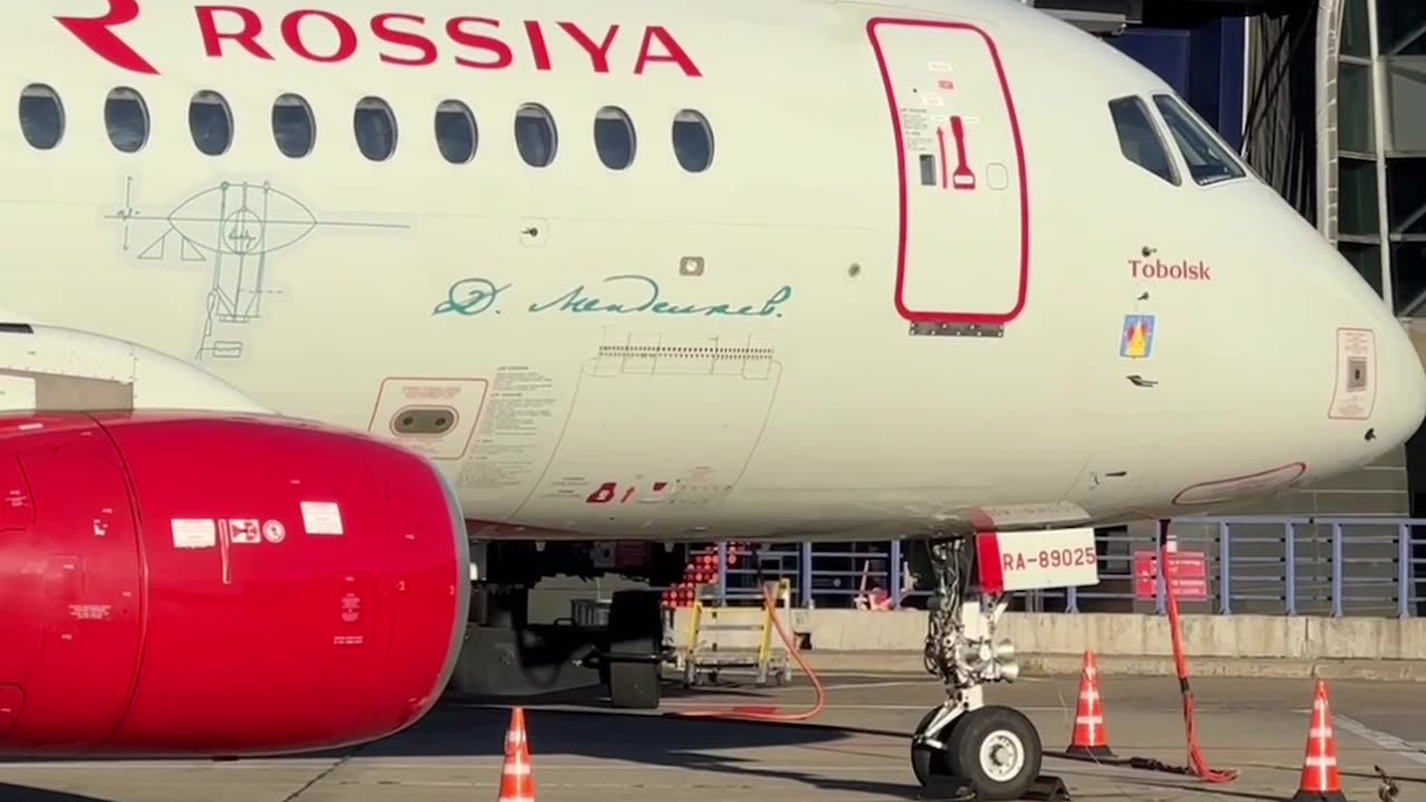 Superjet 100 (RA-89025) of the Rossiya airline with a special livery dedicated to