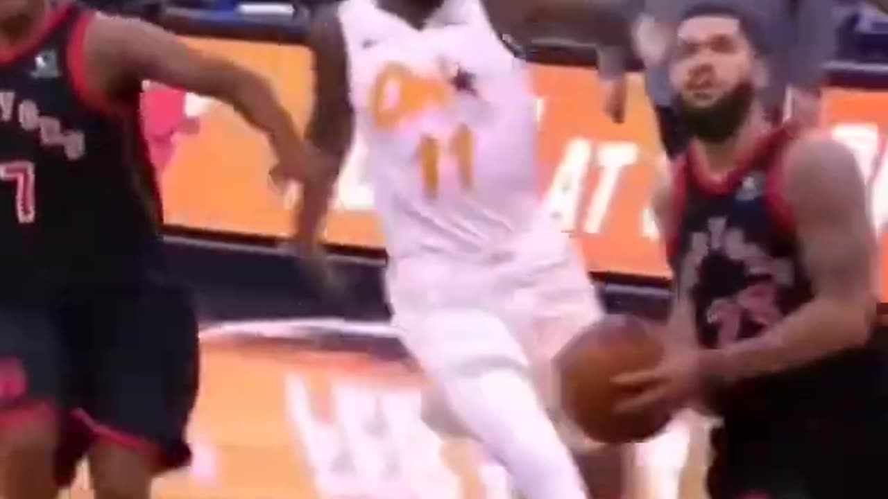 NBA game finding ways to make a basket