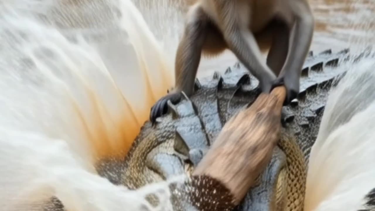 Monkey rescue a puppy