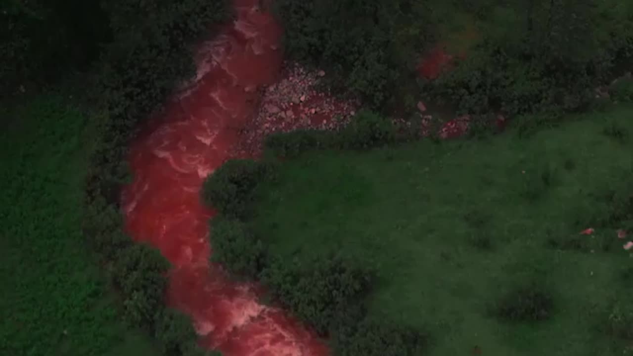 The Red River Flowing Through the Valleys of Cusco in Peru