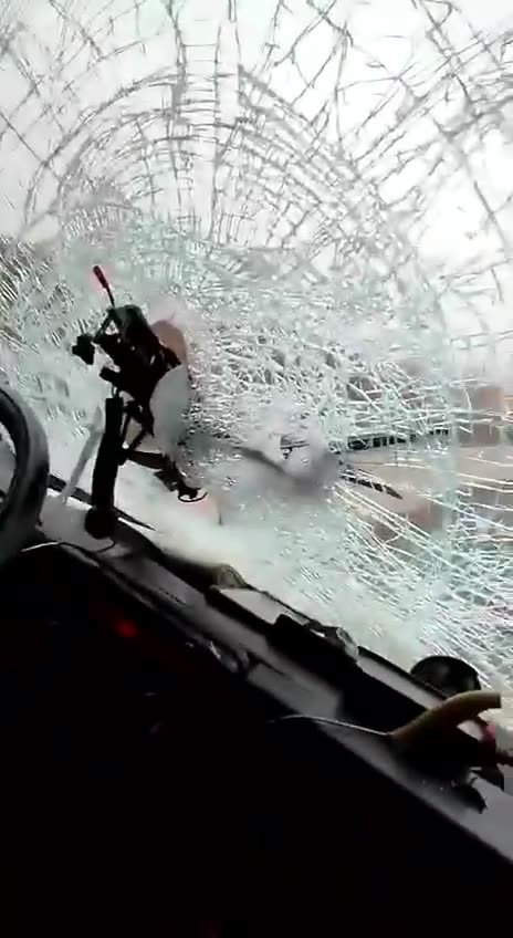 Drone Gets Stuck in Windshield