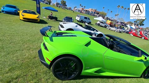 A man with two Lamborghini's. A Super car Paradise. Fountain Hills Concours: Legendary Super cars.