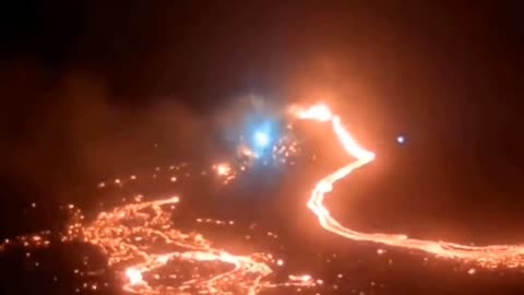 Strange Blue Light or Orb Near a Volcano in Iceland