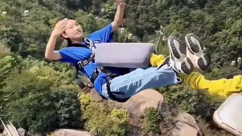 🪂🌟 "Experience the thrill of bungee jumping with a view in a stunning location! 🏞️🌊