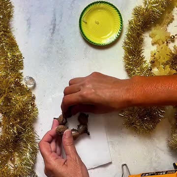 Making acorn ornaments, Christmas Countdown of Nature Crafts, Day 16
