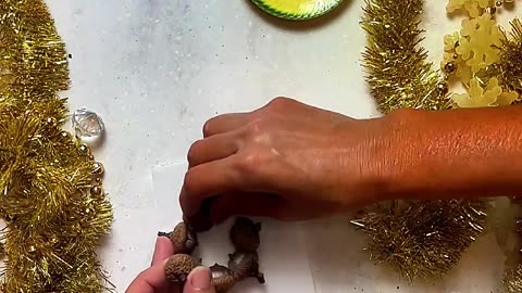 Making acorn ornaments, Christmas Countdown of Nature Crafts, Day 16
