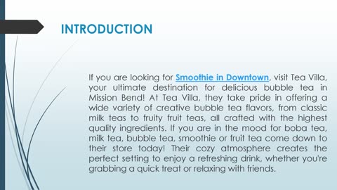 If you are looking for Smoothie in Downtown