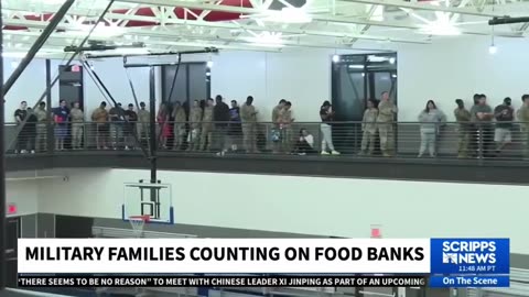 Military men at food banks no money