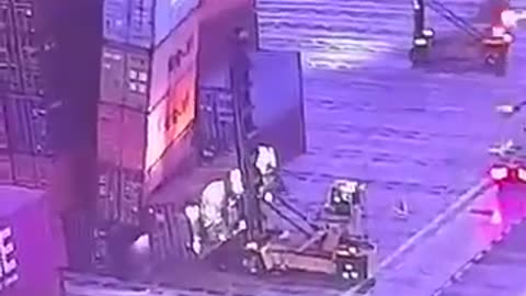 Shocking: Forklift Operator Survives After Container Falls on His Vehicle #fails