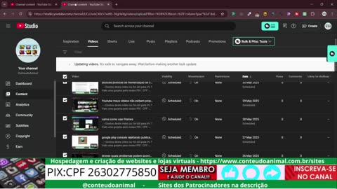 youtube - ainda não tem opção de selecionar todas as lives se tiver mais de 50