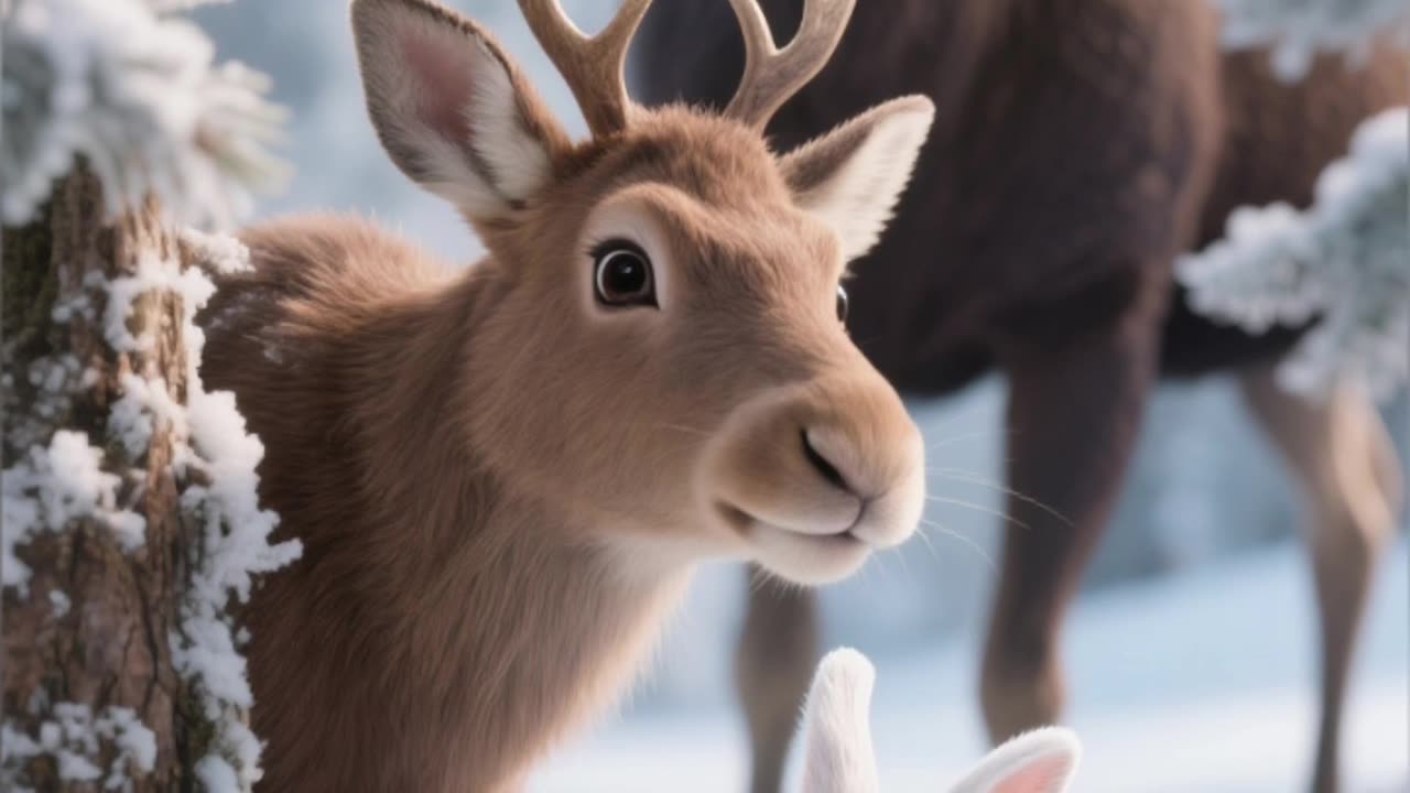 Lonely Baby Moose finds a friend