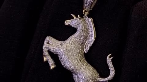 10K Gold & Natural Diamond Horse Pendant