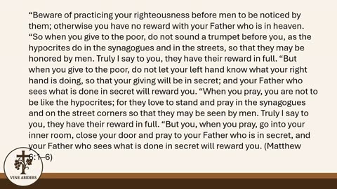 The Sin of Vainglory and Rewards - Matthew 6:1-6