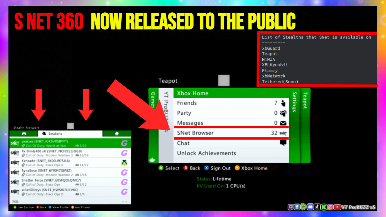 SNET360 NOW RELEASED TO THE PUBLIC!!! WITH TEAPOT LIVE STEALTH SERVER RGH JTAD XBOX 360