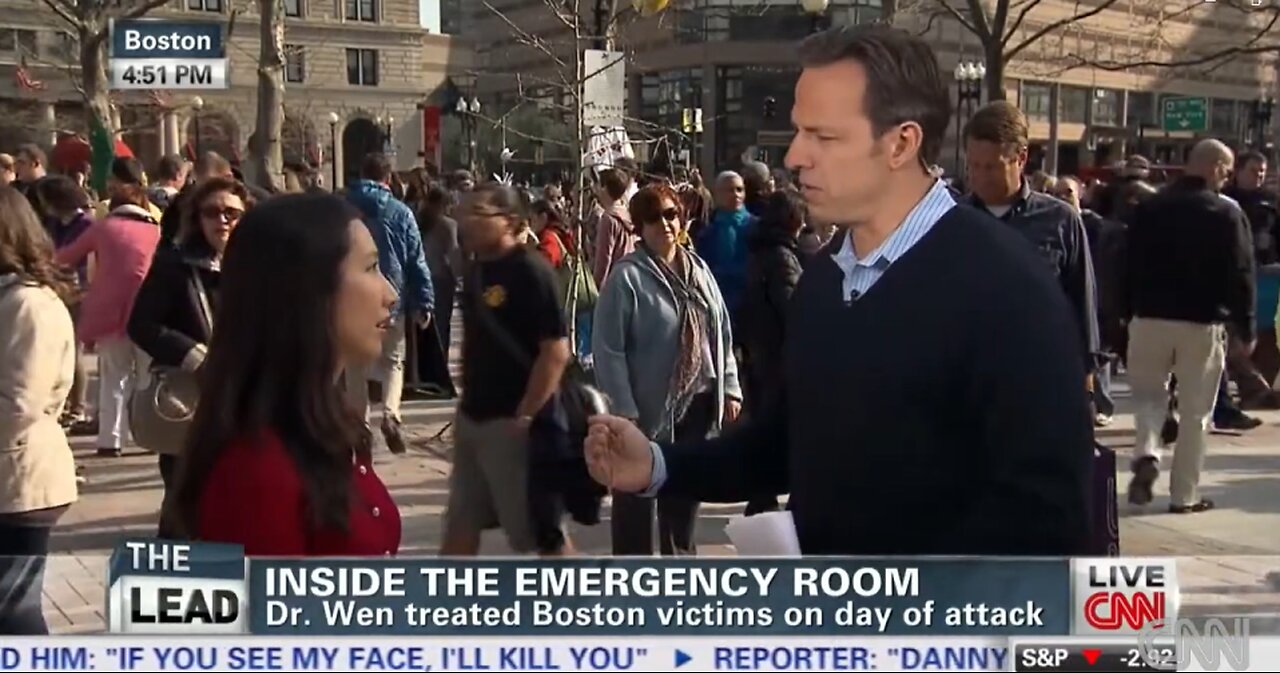 Dr. Leana Wen got her TV start as a CRISIS ACTOR during the 2013 Boston Bombing here with CNN Jake Tapper.