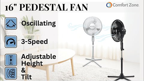 Comfort Zone Electric Oscillating Pedestal Fan