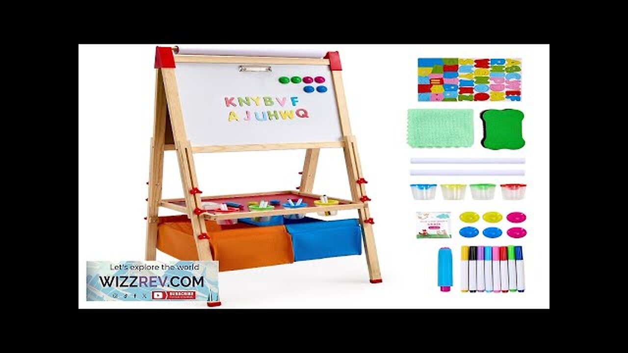 VEVOR 3-in-1 Kids Art Easel Double-Sided Wooden Magnetic Whiteboard Chalkboard Review